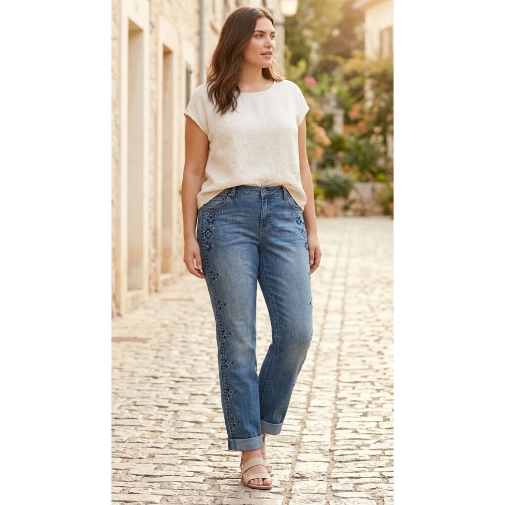 INC Denim Medium wash blue 72% Cotton, 27% Polyester, 1% Spandex Denim jeans | S